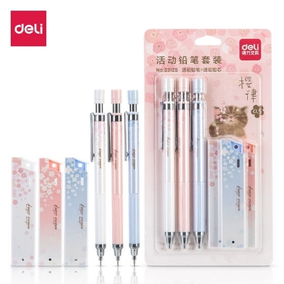Picture of Deli 33125 Mechanical Pencil 0.5mm 3 pcs with 3 pcs lead combo pack