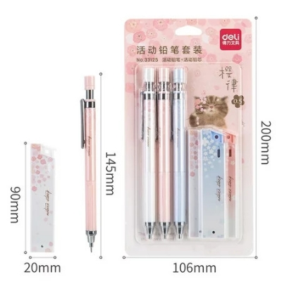 Picture of Deli 33125 Mechanical Pencil 0.5mm 3 pcs with 3 pcs lead combo pack