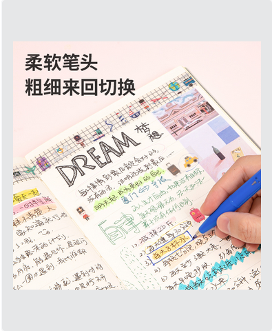 Picture of Deli SK145 fluorescent pen art painting color soft painting pen PP box 6 color label pen artifact