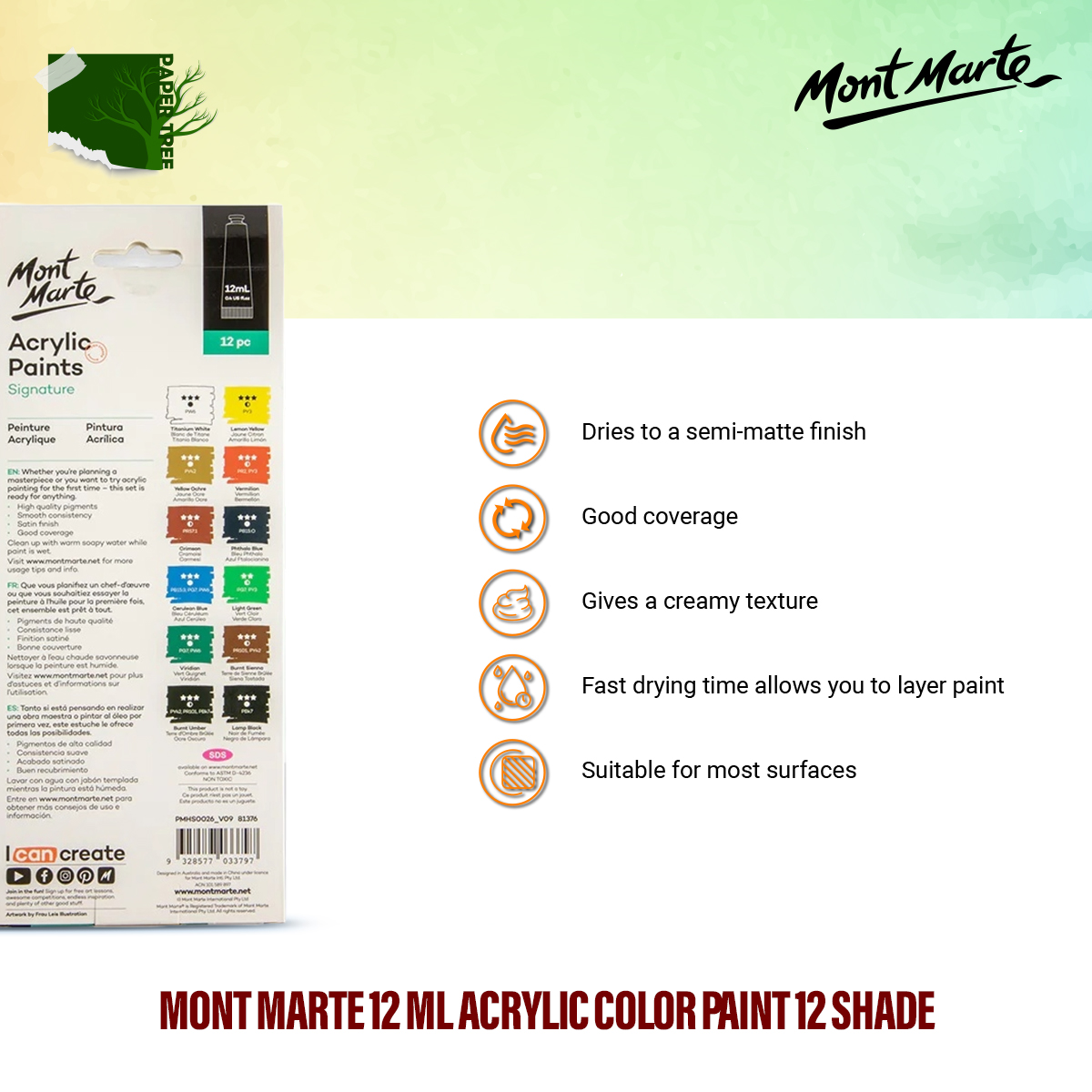 Picture of Mont Marte 12 ML Acrylic Color Paint 12 Shade