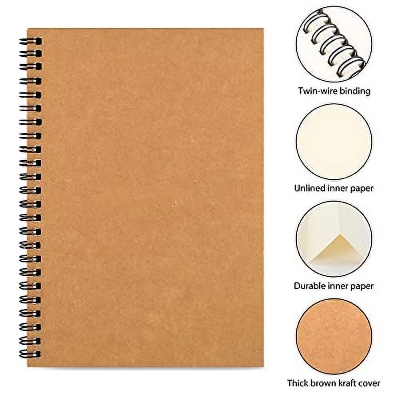 Picture of Brown cover Spiral Sketch Book note book  suitable for sketch oil pastel and drawing