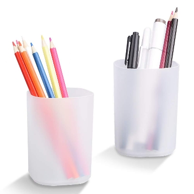 Picture of Pen and Pencil Holder white Round Pen Pencil Holder Pen Organizer Desk Office Pencil Holders Transparent