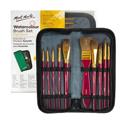 Picture of Mont marte water color Brush set with wallet - 11 pcs brush and wallet