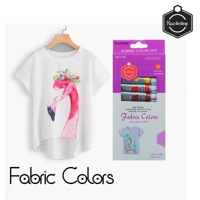 Picture of Keep Smiling Fabric Colors Set With Brush 12 Shade