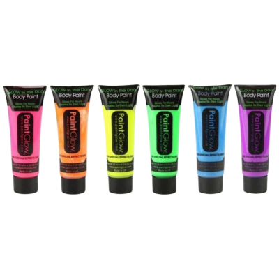 Picture of Body Paint-Paint Glow Darkness UV Black Light Reactive Glow Face, Set of 6 tubes Neon Fluorescent, 25 ml each tube