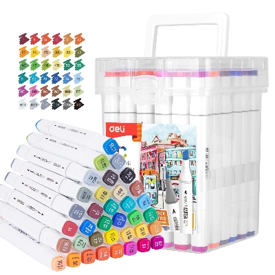 Picture of Deli E70801-36 Sketch marker Dual Tip Art Marker, Brush and Chisel, Sketch Marker for Painting Sketching Calligraphy Drawing, Colouring Marker
