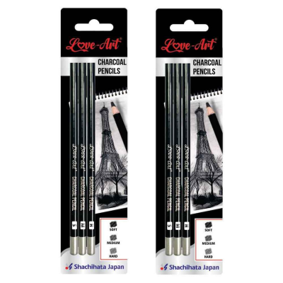 Picture of Artline Charcoal Pencils Pack of 3 (Hard, Medium and Soft)