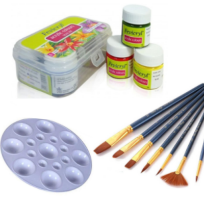 Picture of Acrylic Colors 10ml, 6 Shades/Colour Painting 7pcs Brush Set/Artist Color Mixing Square Palette 1pcs