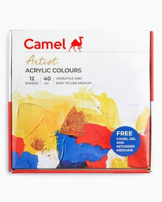 Picture of Camel Artist Acrylic Colours - 12 Shades 40ml with Gel Medium and Retarder