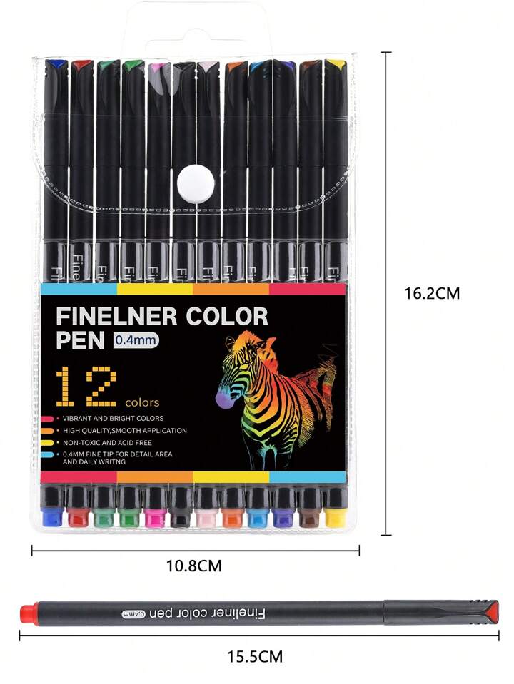Picture of Fineliner Color Pen Set, 12 Fine Point Pen Markers, 0.4mm Fine Line Tip Colored Sketch Writing Drawing Pens, for Journal Planner Notebook Note Taking Calendar Drawing Writing