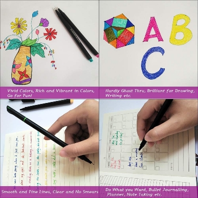 Picture of Fineliner Color Pen Set, 12 Fine Point Pen Markers, 0.4mm Fine Line Tip Colored Sketch Writing Drawing Pens, for Journal Planner Notebook Note Taking Calendar Drawing Writing