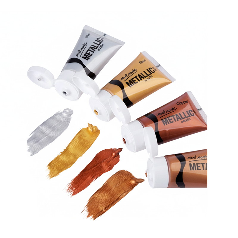 Picture of Mont Marte Metallic Acrylic Paint set of 4 Pieces each 50ml Tubes