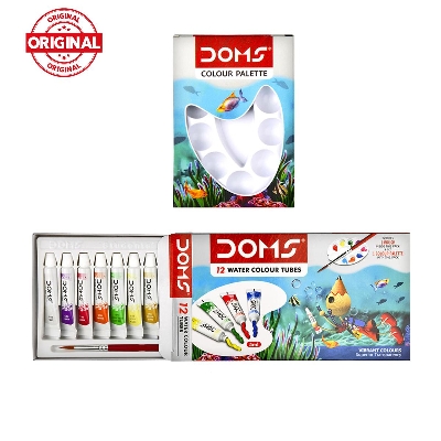 Picture of Doms Water Colour Paint 12 Color Tubes box + 1pc Brush &1pc Palette