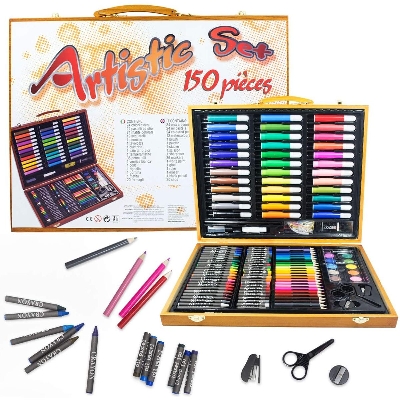 Picture of Art Set 150 Piece Deluxe Painting Drawing Set In Wooden Case