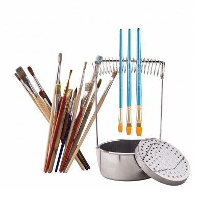 Picture of Paint Brush Washer Stainless Steel Paint Brush Cleaner with Wash Tank Filter Screen Holder Spring Paint Brush Strainer