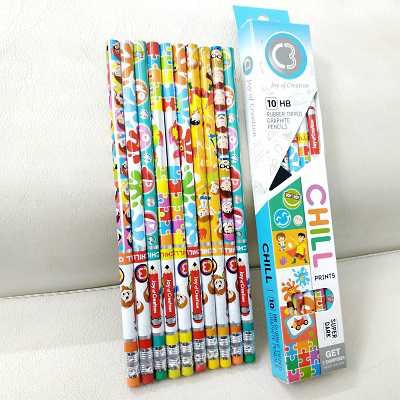 Picture of 10pcs Chill Super Dark 10HB Rubber Tipped Graphite Pencils with Sharper
