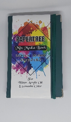 Picture of Papertree Leather Cover Mix Media Art Book For Acrylic Gouache & Oil Color 5.2x8.2 inch -36 sheets