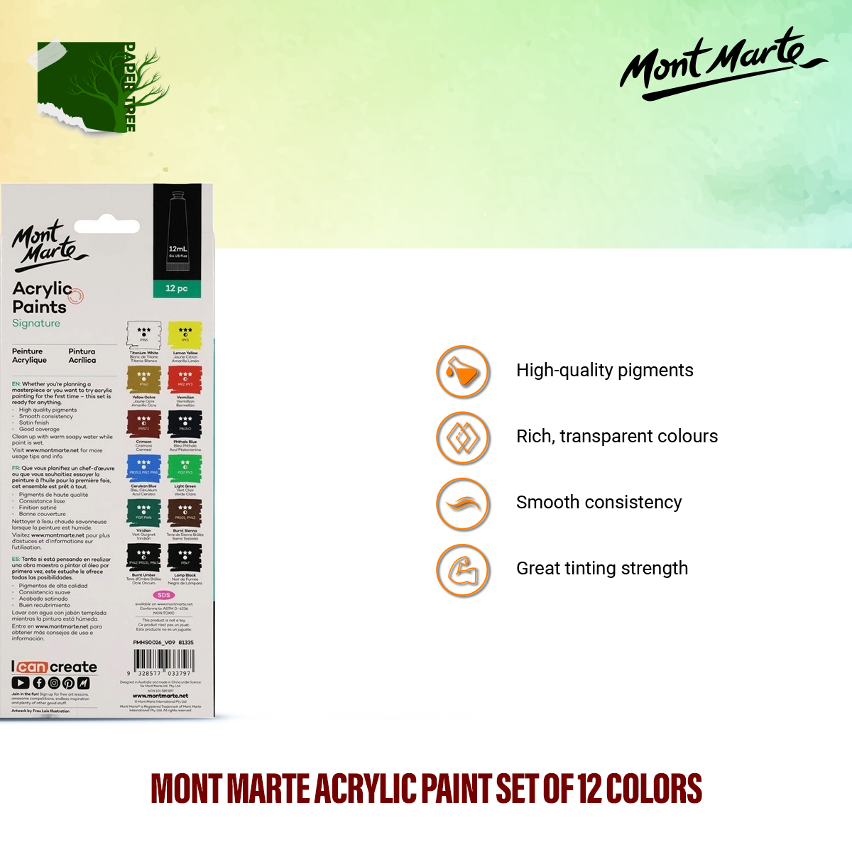 Picture of Mont Marte Acrylic Paint  Set of 12 Colors