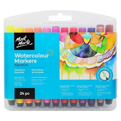 Picture of Mont Marte Watercolour Markers Tri-Grip In Case 24pc