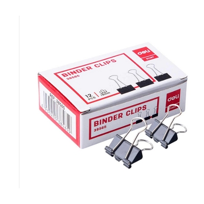 Picture of Deli Effortless Binder Clip E38565,19 mm - 12 Pcs