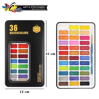 Picture of Keep Smiling Watercolor Set in Tin Box 36 Colors - Black Color Tin Box