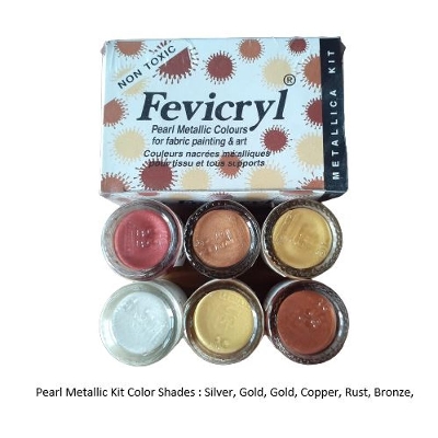Picture of Fevicryl Acrylic Colour- Pearl Metallic Kit - 60 ml (2 Gold, 1 Sliver, 1Bronze, 1 Rust, 1 Copper)