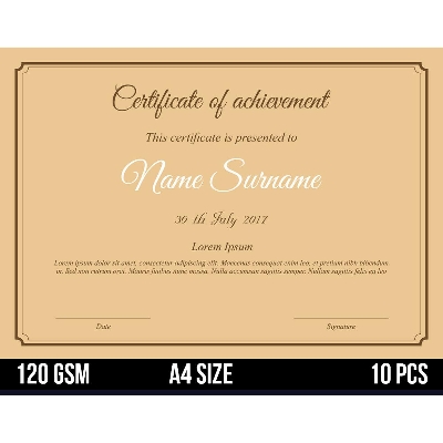 Picture of Brown Kraft Certificate Paper A4 Size 120 Gsm - 20 Pcs