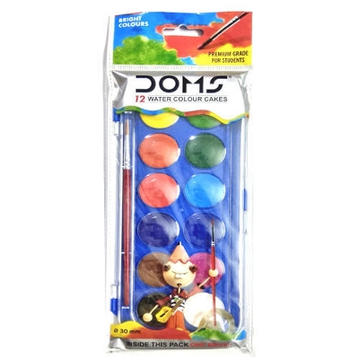 Picture of DOMS Water Color Cakes 12 Shades (30 mm) & 1 Brush include