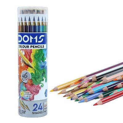 Picture of DOMS Full Size Color pencil - 24Pcs Multicolor ( Round Tin)
