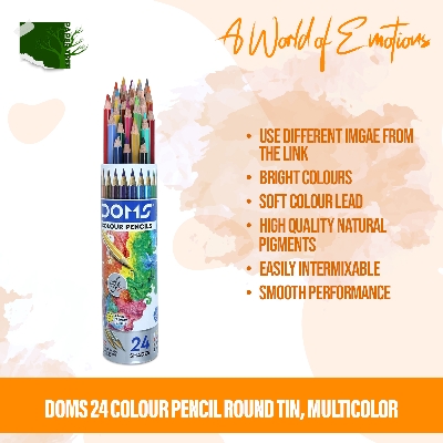 Picture of DOMS Full Size Color pencil - 24Pcs Multicolor ( Round Tin)