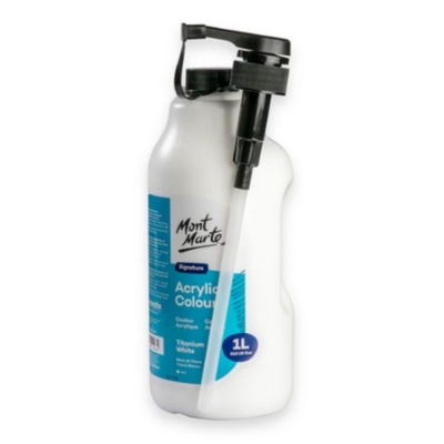 Picture of Mont Marte Acrylic Paint Pump Bottle 1L - Titanium White