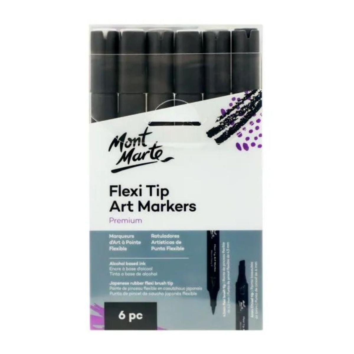 Picture of Mont Marte Grey Tone Marker  Premium Flexi Tip Alco. Art Markers 6pc