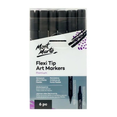 Picture of Mont Marte Grey Tone Marker  Premium Flexi Tip Alco. Art Markers 6pc