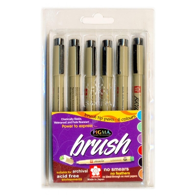 Picture of Sakura Pigma Micron Brush Set of 6 Colours