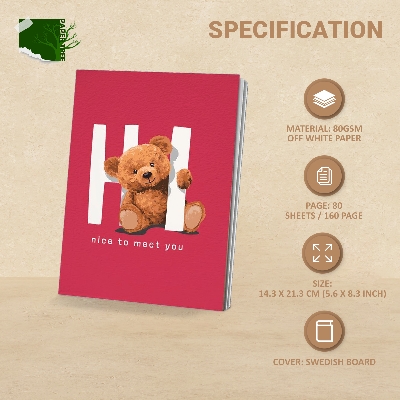 Picture of PaperTree Notebook Sketchbook Drawing Sketchpad (Hi nice to meet you) ● Perfect For Graphite Pencils ● Colour Pencils ● Pastel Pencils ● Charcoal Pencils ● Soft Pastels ● Oil Pastels ● Metallic Fineliners