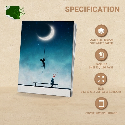 Picture of PaperTree Notebook Sketchbook Drawing Sketchpad (Moon and romance..) ● Perfect For Graphite Pencils ● Colour Pencils ● Pastel Pencils ● Charcoal Pencils ● Soft Pastels ● Oil Pastels ● Metallic Fineliners