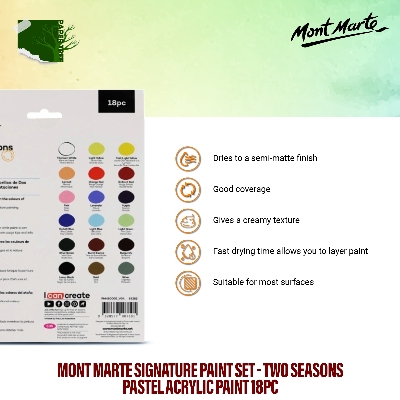 Picture of Mont Marte Two Seasons Acrylic Paint 12 ML X 18pc |  Made from high quality pigments.