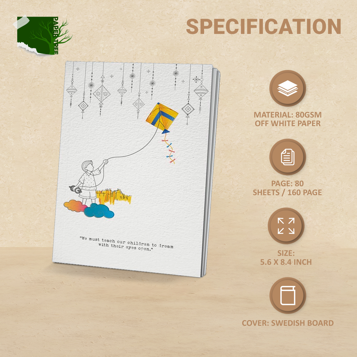 Picture of PaperTree Notebook Sketchbook Drawing Sketchpad (If you carry your childhood) ● Perfect For ● Graphite Pencils ● Colour Pencils ● Pastel Pencils ● Charcoal Pencils ● Soft Pastels ● Oil Pastels ● Metallic Fineliners