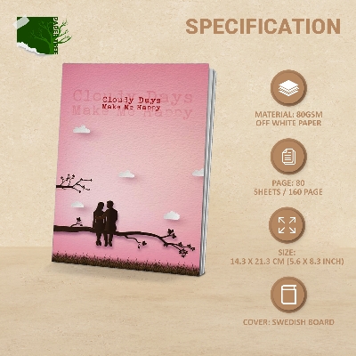 Picture of Papertree Notebook Sketchbook Drawing Sketchpad (Cloudy days make me happy) ● Perfect For ● Graphite Pencils ● Colour Pencils ● Pastel Pencils ● Charcoal Pencils ● Soft Pastels ● Oil Pastels ● Metallic Fineliners