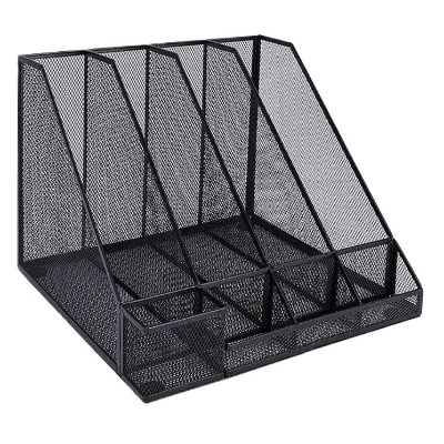 Picture of Deli 78988 Mesh Magazine Container 4 Compartments Black - Gorgeous decorations for your desktop in office or home