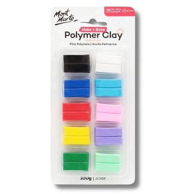 Picture of Mont Marte Make and Bake Polymer Clay -10 Color It is ideal for use in press moulds, pattern making, figure and doll modelling, canes, beading, jewellery and many other sculptural projects.