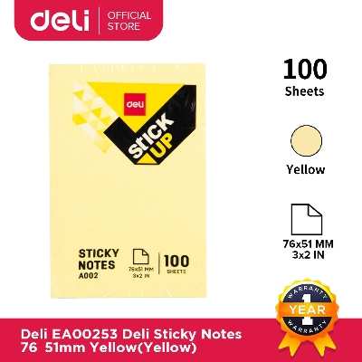 Picture of DELI EA00253 Sticky note Yellow 3x2 inch