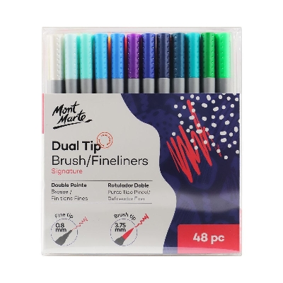 Picture of Mont Marte Signature Dual Tip Brush Fineliners 48 pcs | Triangular barrel for easy grip Suitable for drawing, colouring and lettering