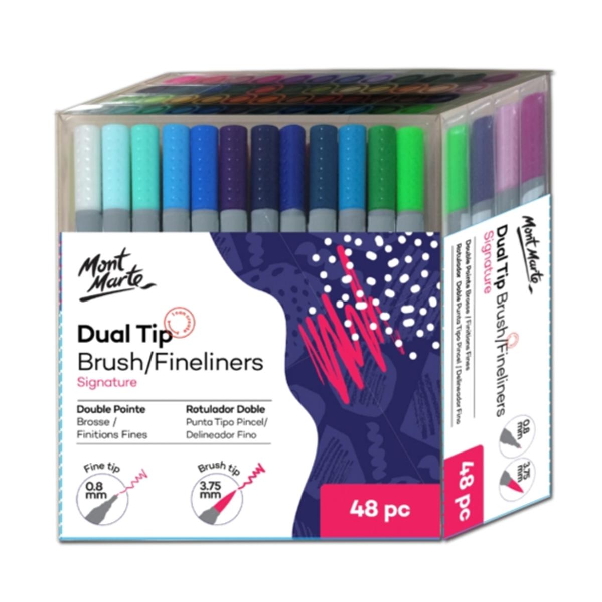 Picture of Mont Marte Signature Dual Tip Brush Fineliners 48 pcs | Triangular barrel for easy grip Suitable for drawing, colouring and lettering