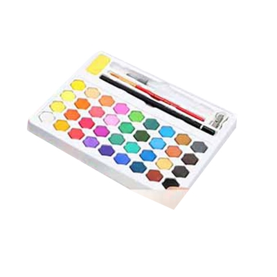 Picture of Keep Smiling Professional Water colour Cake Paints 36 Colors Solid Set With Paintbrush Water Color Pigment Set Iron Box Acuarelas Verf Art Supplies for Watercolor Painting