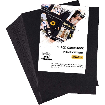 Picture of A4 size Black Cardstock Paper 300gsm for painting, arts and crafts, menu cards and DIY ideas