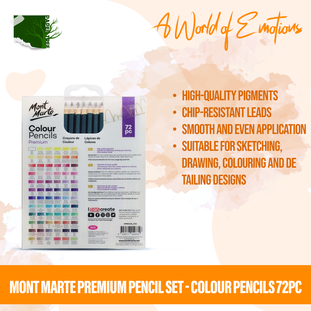 Picture of Mont Marte Premium Colour Pencils 72pc | Suitable for sketching, drawing, colouring and detailing designs