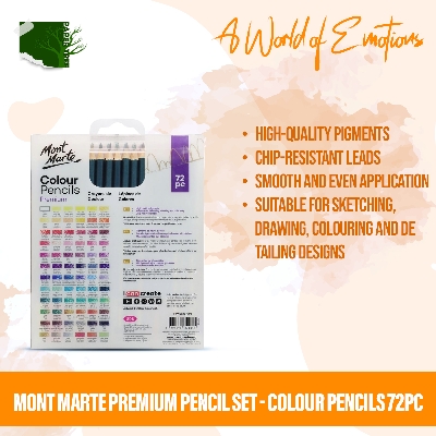 Picture of Mont Marte Premium Colour Pencils 72pc | Suitable for sketching, drawing, colouring and detailing designs