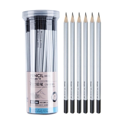 Picture of Guangbo HB pencil silver body and black lead pencil with jar 50 Pcs
