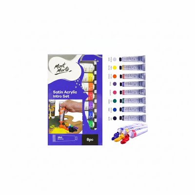 Picture of Mont Marte Premium Satin Acrylic Intro Set, 8 Piece, 0.6oz (18ml) Tubes